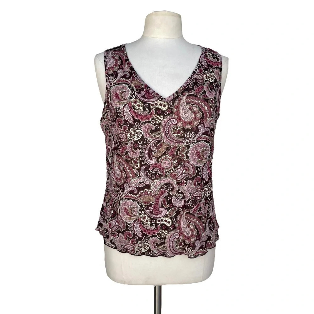 BIYAYCDA Women’s Size XL Brown Sheer Stretchy V-neck Tank Top